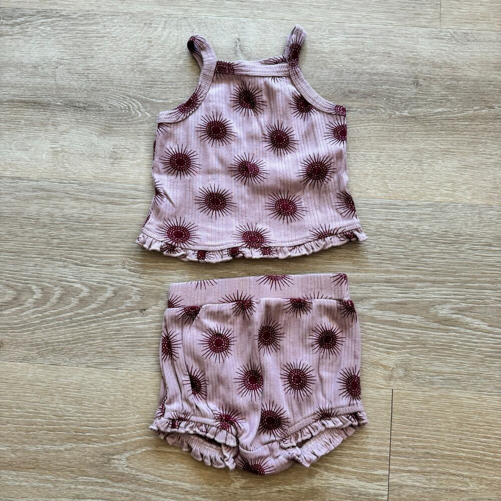 kate quinn Pink and Burgundy Sunburst Tank & Shorts Matching Set